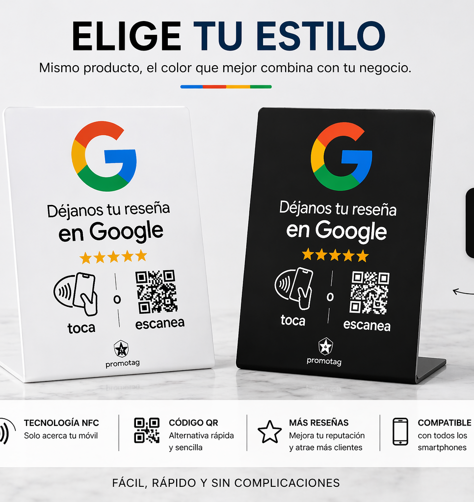LETRERO NFC RESEÑAS GOOGLE